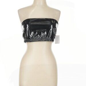 Good American - NEW Black Faux Leather Bandeau - Size Small - Retail $55
